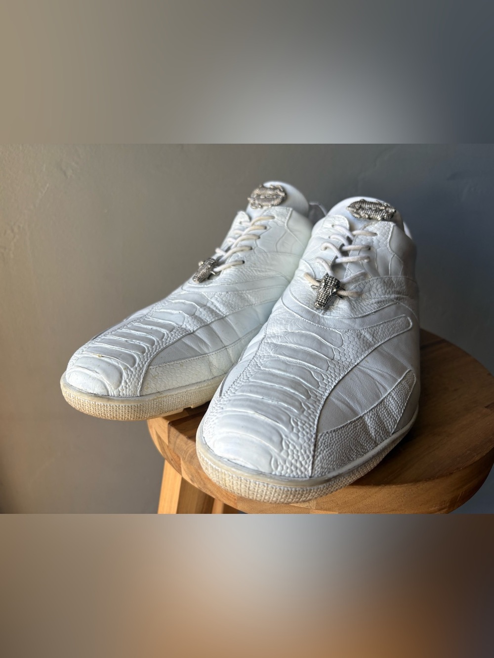Belvedere Bene Ostrich and Soft Calf Sneakers ~ Size 12